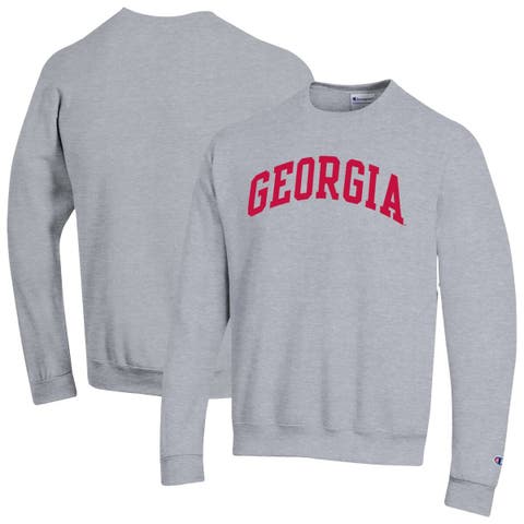 Men's Champion  Heather Gray Georgia Bulldogs Basic Arch Fleece Pullover Sweatshirt
