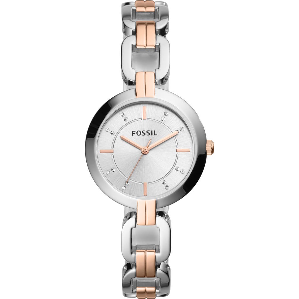 Fossil Kerrigan Three-hand Two-tone Bracelet Watch, 32mm In Silver