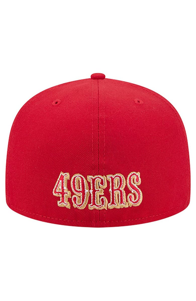 New Era Men's New Era Scarlet San Francisco 49ers Overlap Wordmark 59FIFTY Fitted Hat, Alternate, color, Scarlet