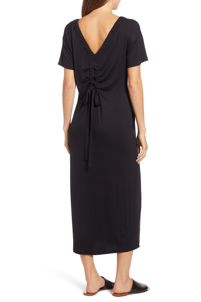 Cinched Back Maxi Dress, Alternate, color, BLACK