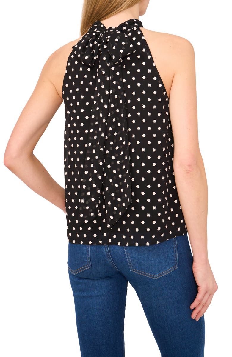 CeCe Embroidered Floral Halter Neck Top, Alternate, color, Rich Black