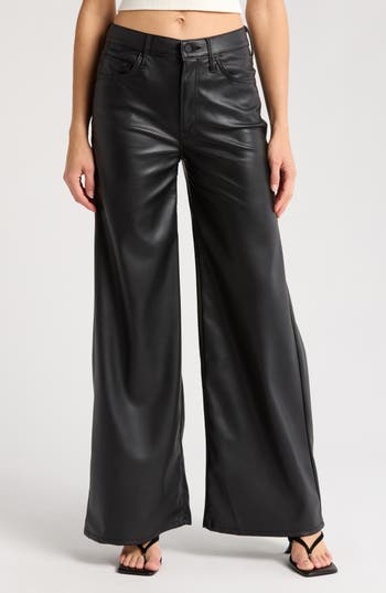 Mother The Undercover Faux Leather Wide Leg Pants In Black