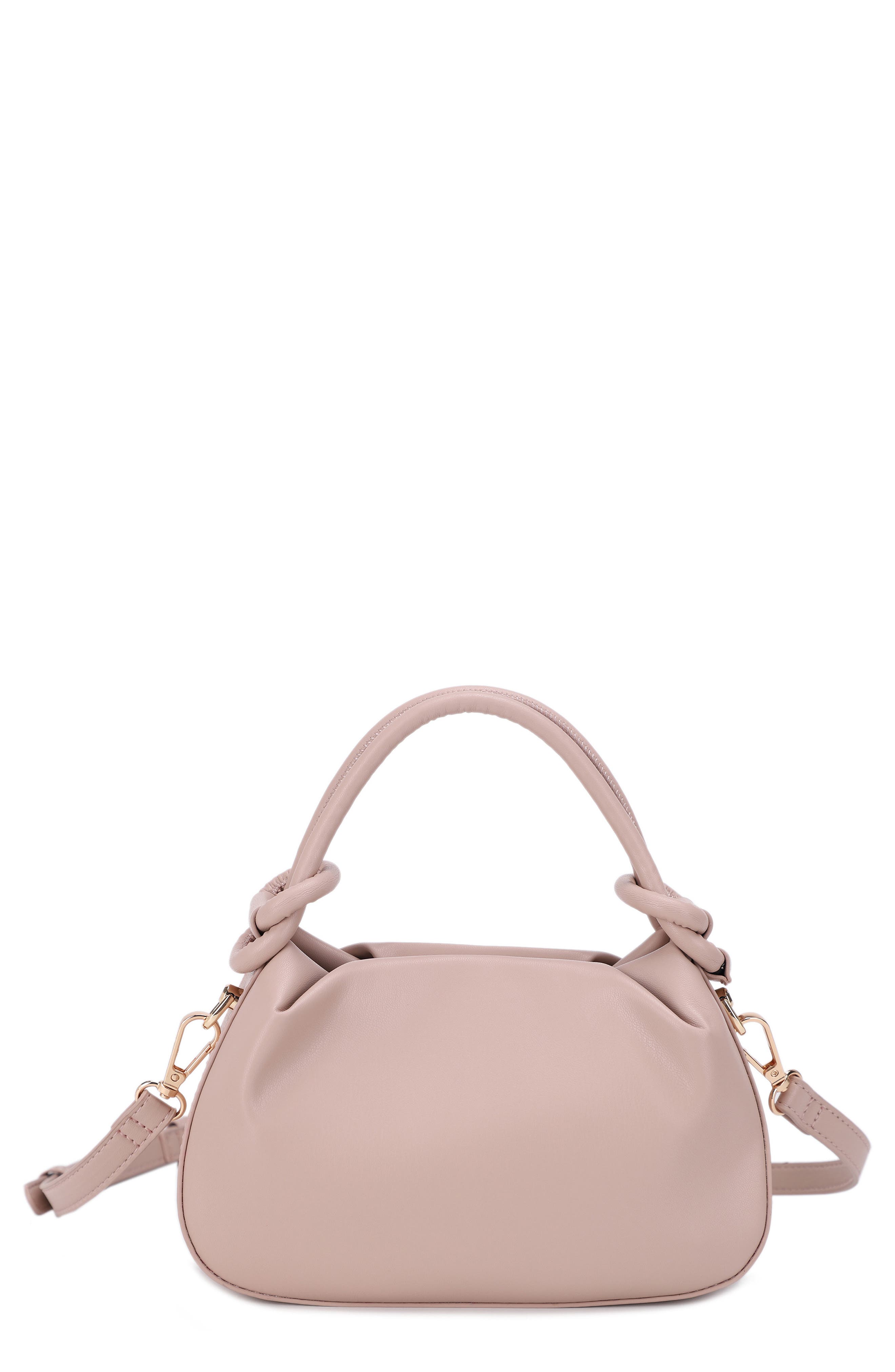 Mali + Lili Mini Tilly Vegan Leather Top Handle Bag, Main, color, Camel