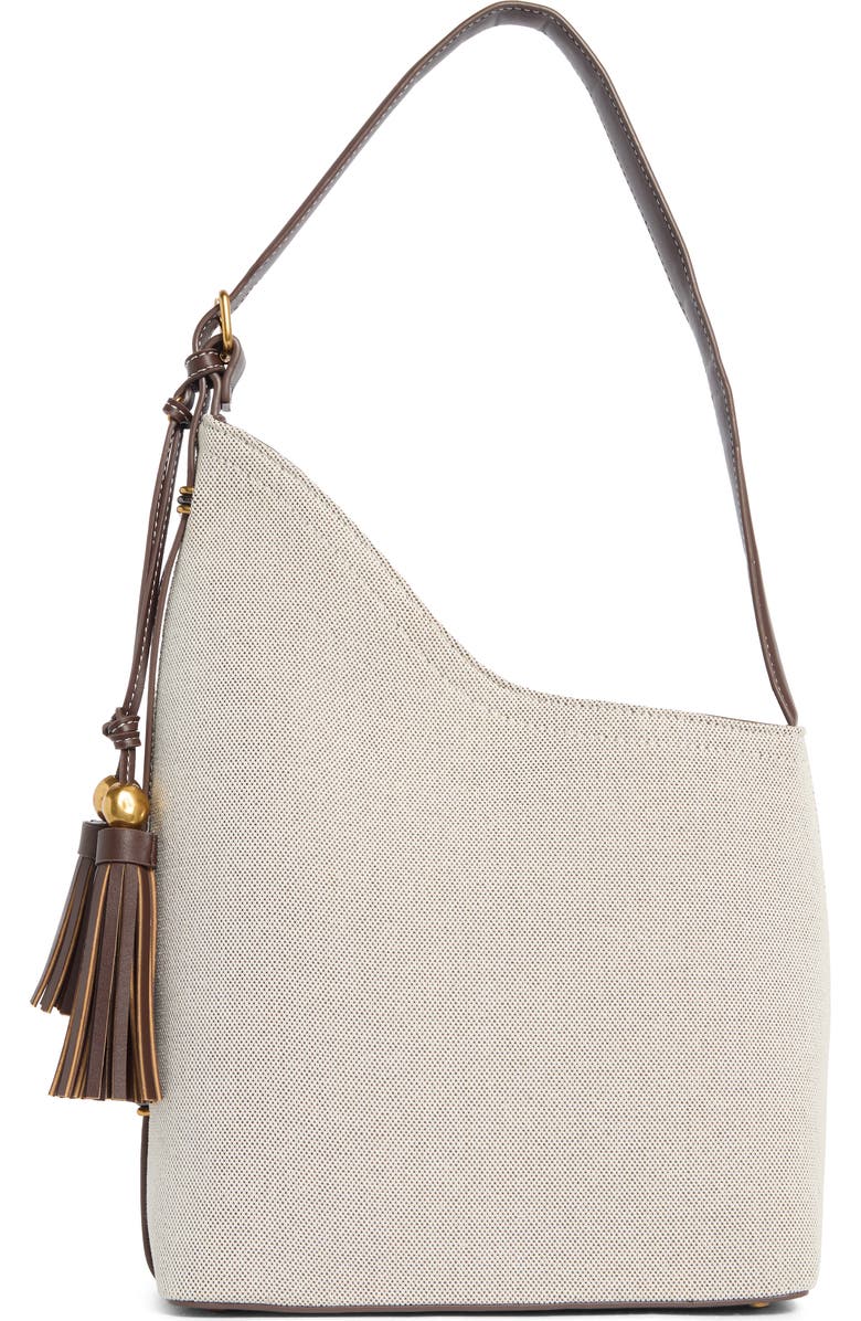 Steve Madden Fawn Canvas Bucket Bag, Main, color, Brown Flecked Canvas