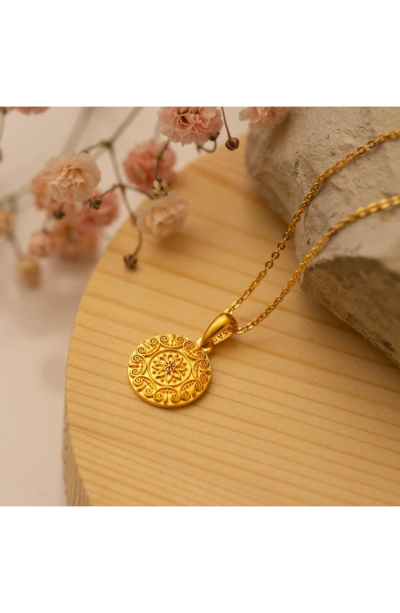 Mantra I Choose Joy mandala necklace, Main, color, Mini - Gold