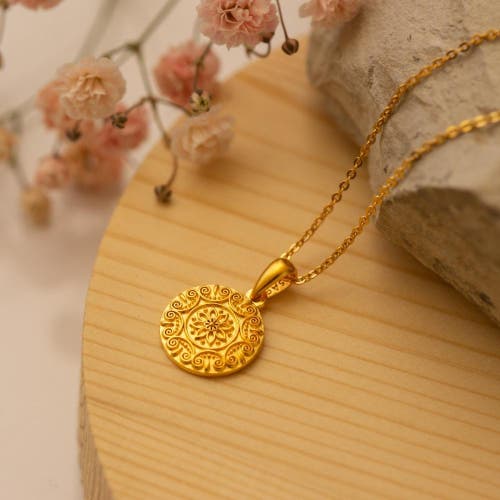 Mantra I Choose Joy Mandala Necklace In Gold