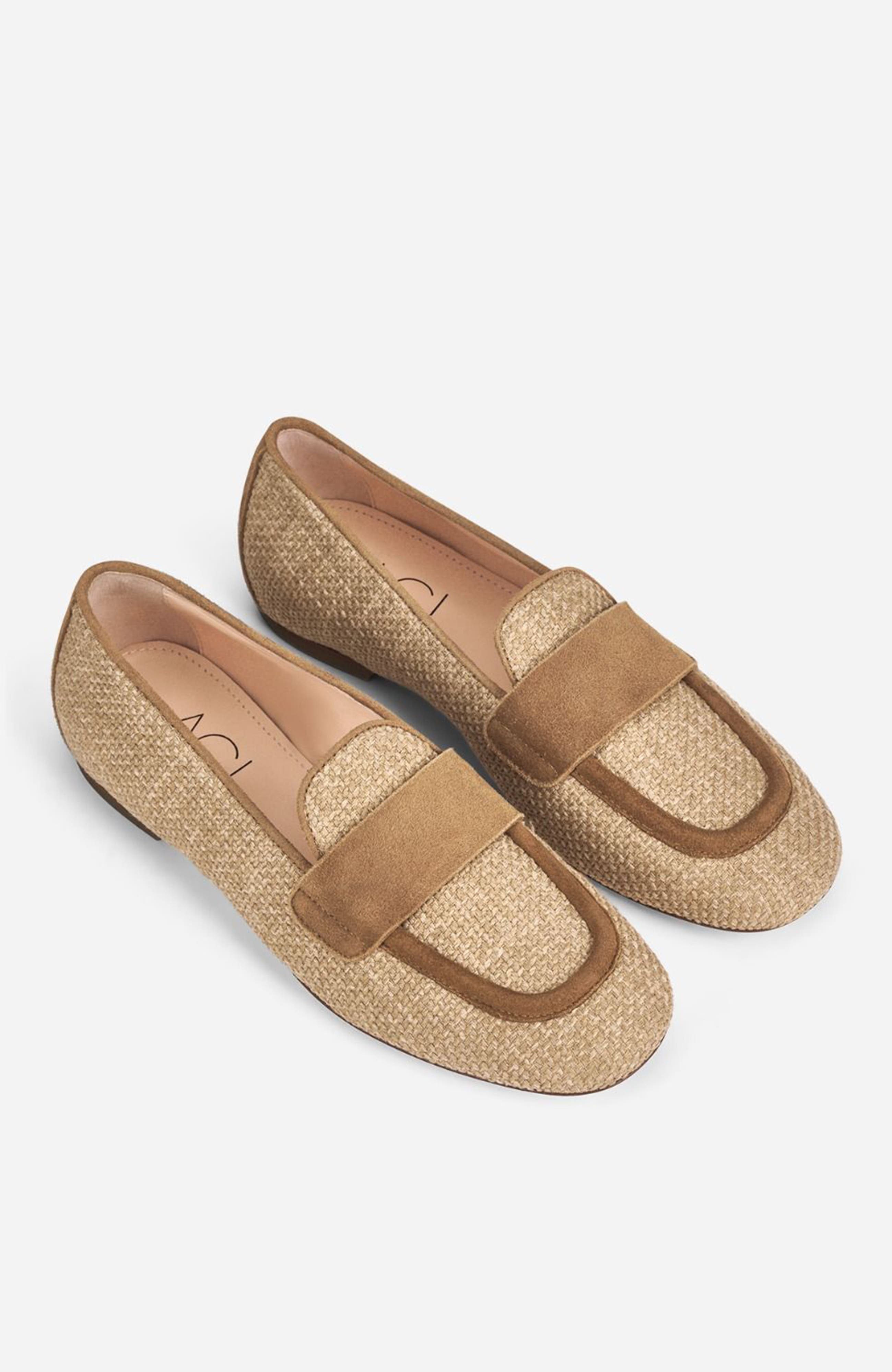 AGL Sheryl Raffia Moccasin, Alternate, color, Brown Knit Fabric