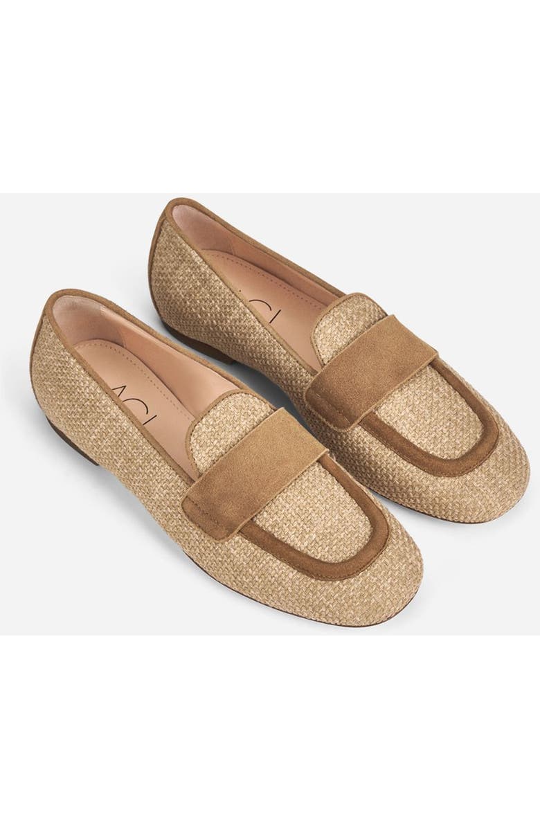 AGL Sheryl Raffia Moccasin, Alternate, color, Brown Knit Fabric