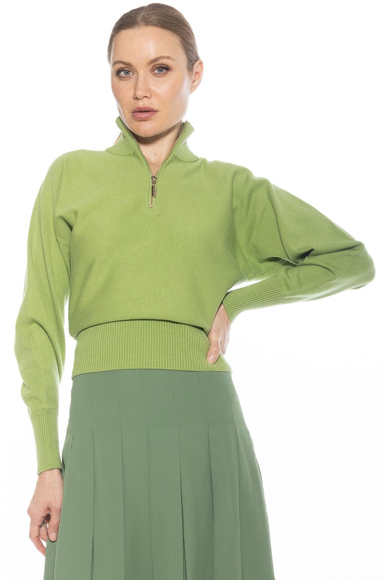 Niko Quarter Zip Sweater, Alternate, color, SAGE