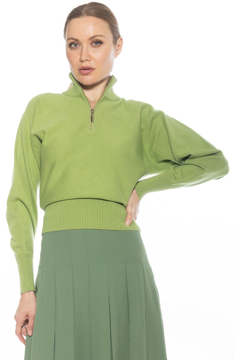 Alexia Admor Niko Quarter Zip Sweater, Alternate, color, Sage
