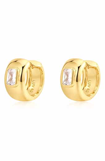 The Emerald Cut Cubic Zirconia Huggie Earrings