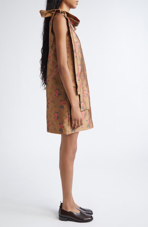 Monse Floral Embroidered Metallic Satin Cargo Minidress In Brown