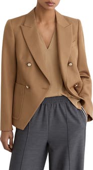 Reiss Gigi Double Breasted Twill Blazer