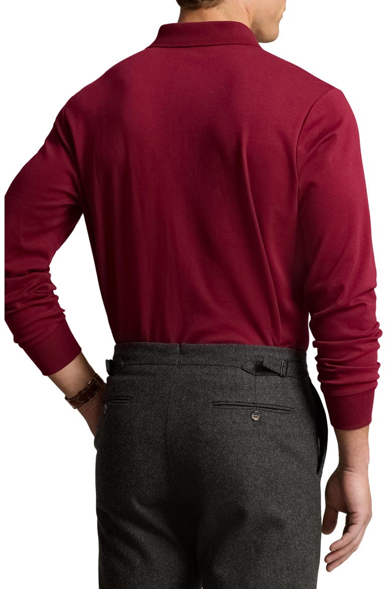 Long Sleeve Cotton Jersey Polo, Alternate, color, RED CARPET