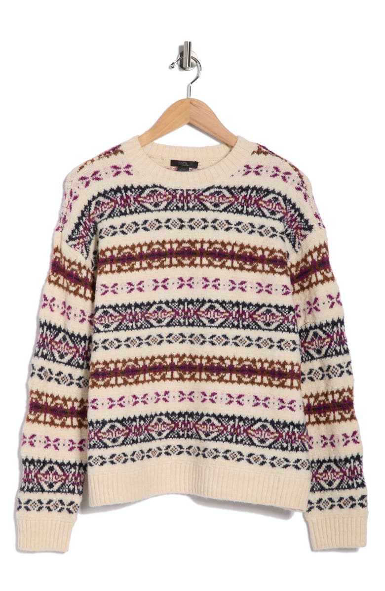 RDI Fair Isle Pullover Sweater, Alternate, color, White Beach