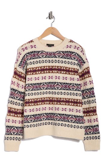 Rdi Fair Isle Pullover Sweater In White