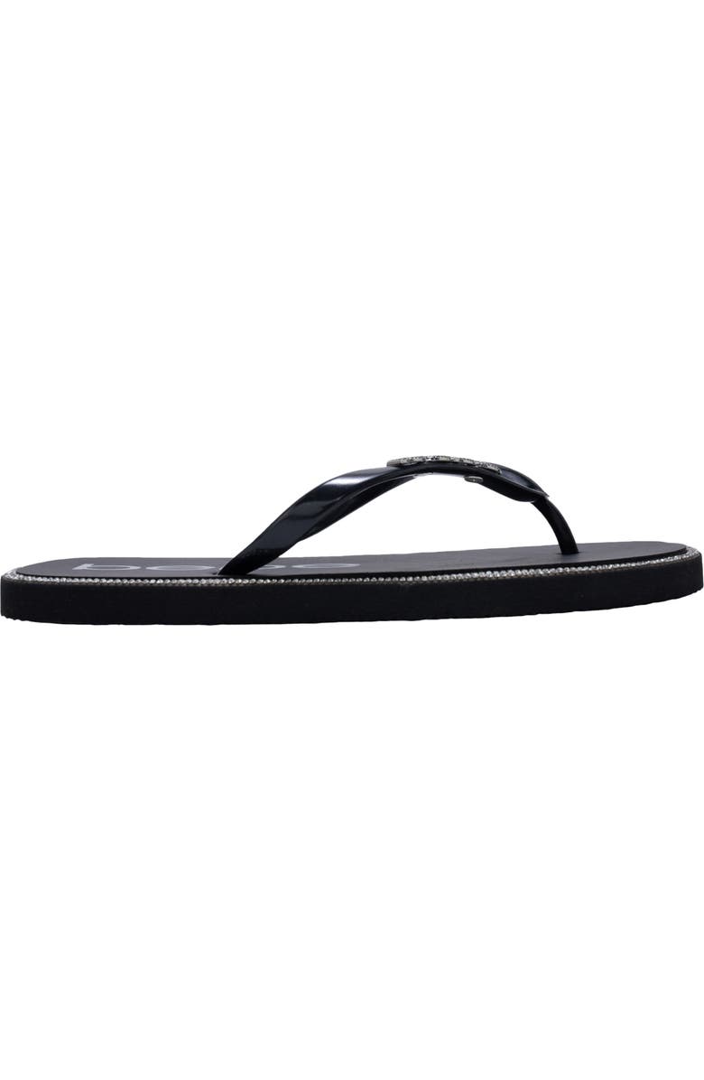 bebe Rhinestone Flip Flop, Alternate, color, Black