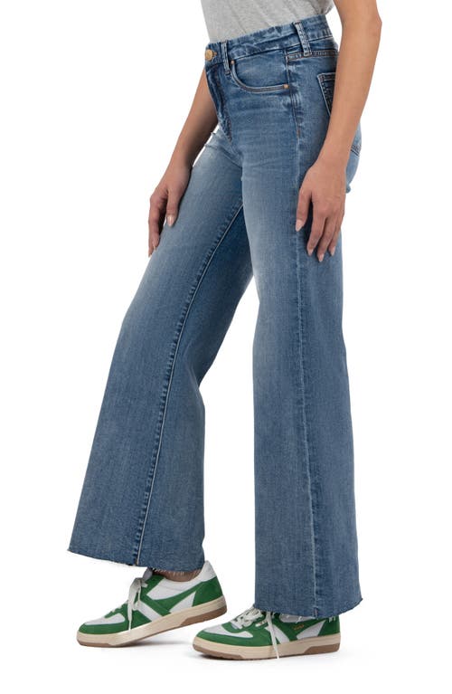 Kut From The Kloth Meg Fab Ab High Waist Raw Hem Ankle Wide Leg Jeans In Optimism Blue