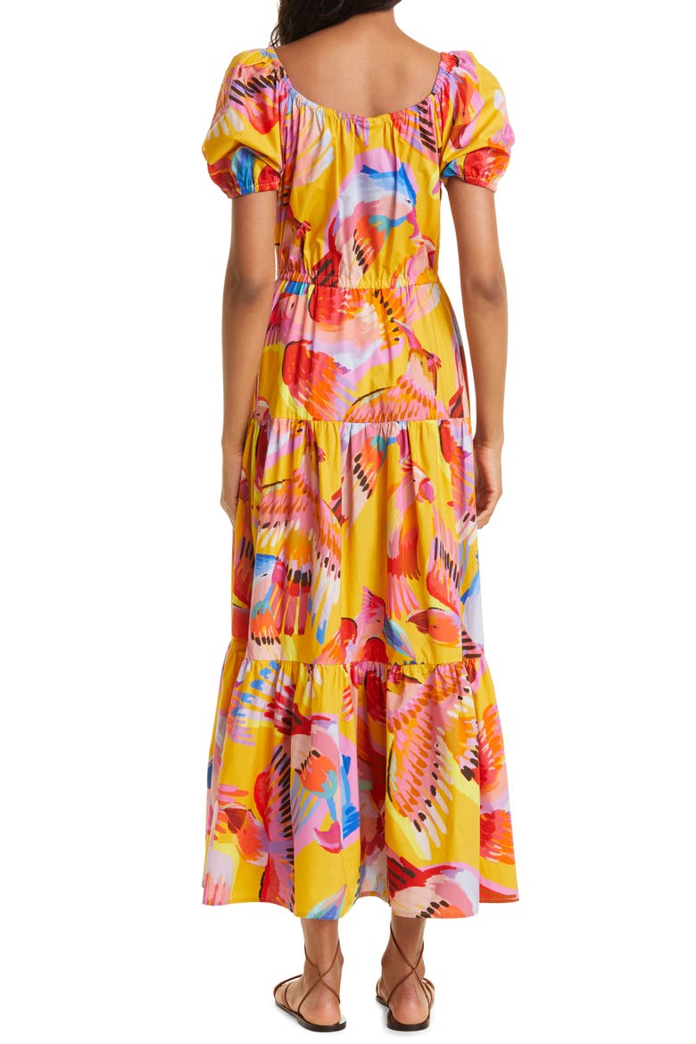 Neon Macaws Puff Sleeve Cotton Maxi Dress, Alternate, color, NEON MACAWS