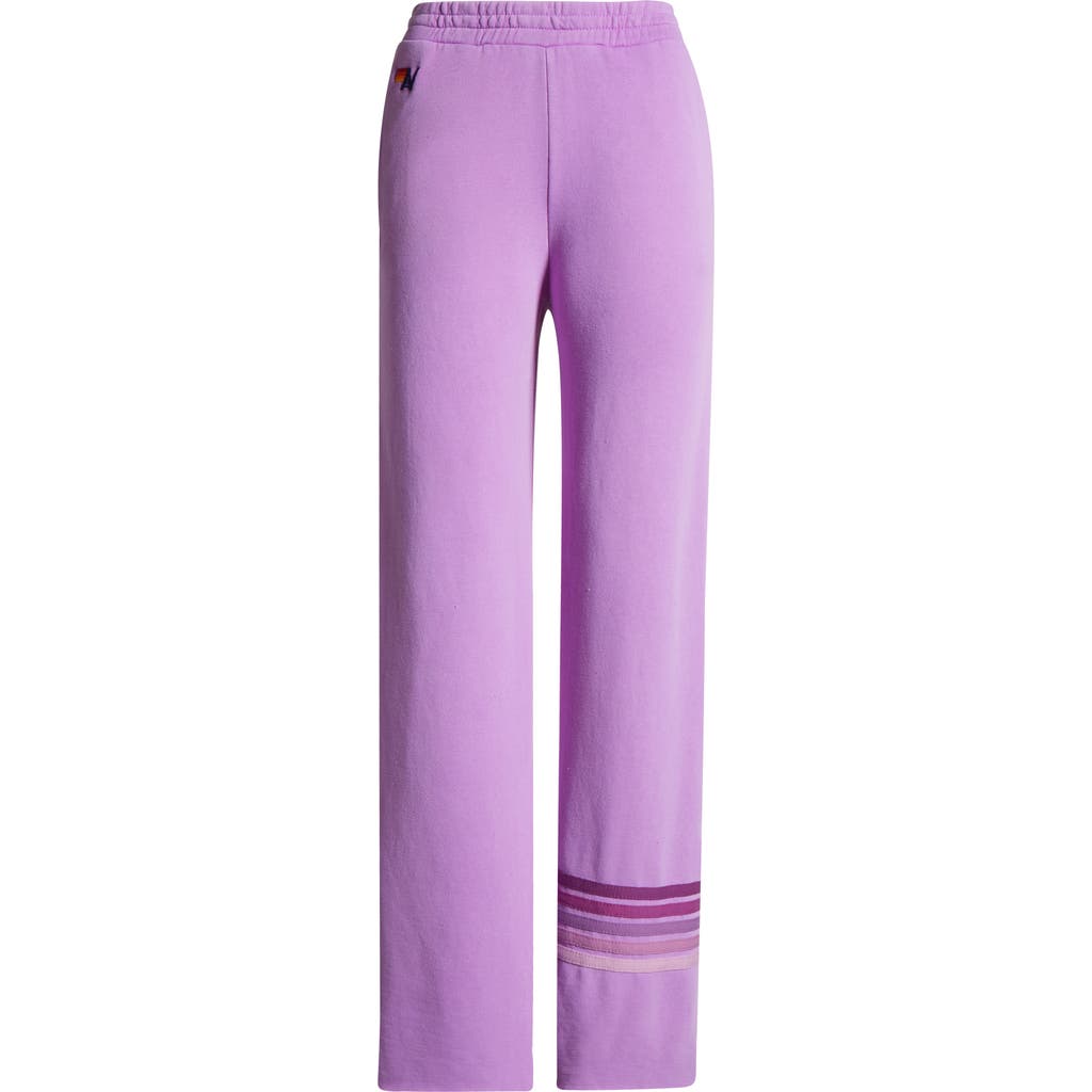 Aviator Nation Rugby Stitch Pocket Wide Leg Pants In Neon Purple