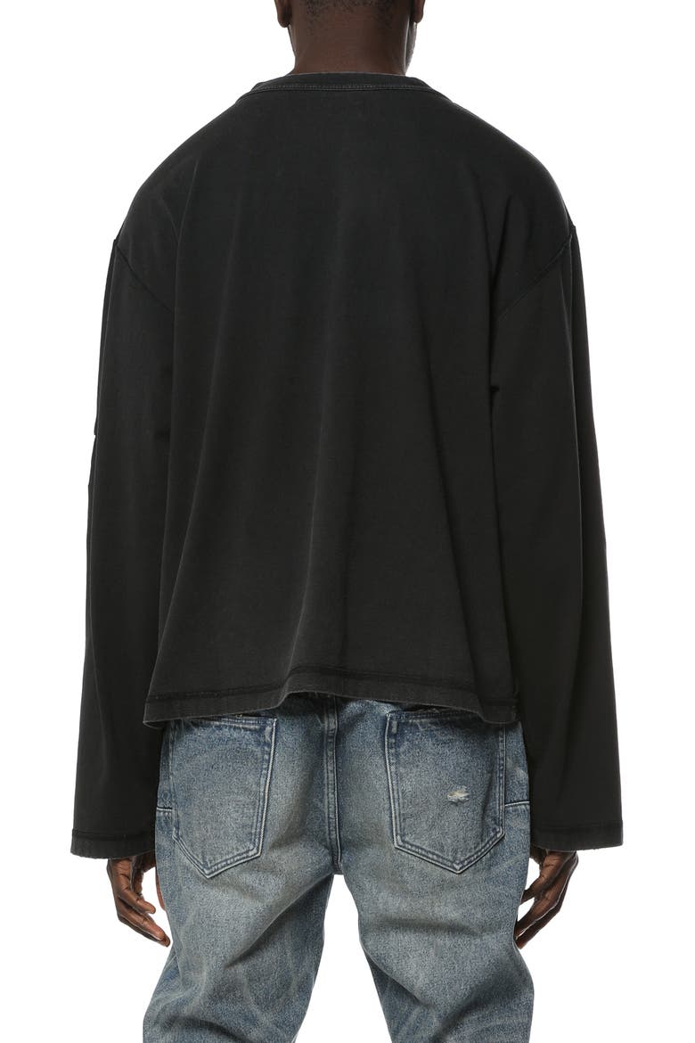 Crop Wide Long Sleeve Graphic T-Shirt, Alternate, color, BLACK