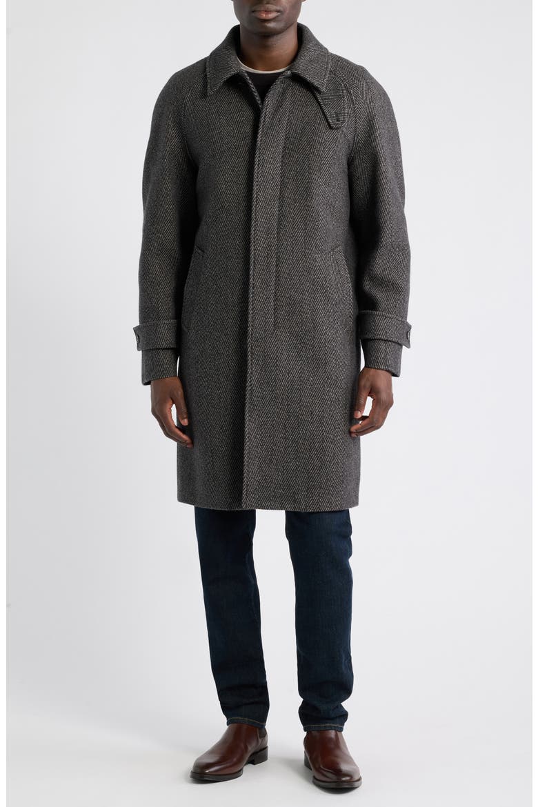 Herringbone Wool Coat, Alternate, color, MEDIUM BROWN