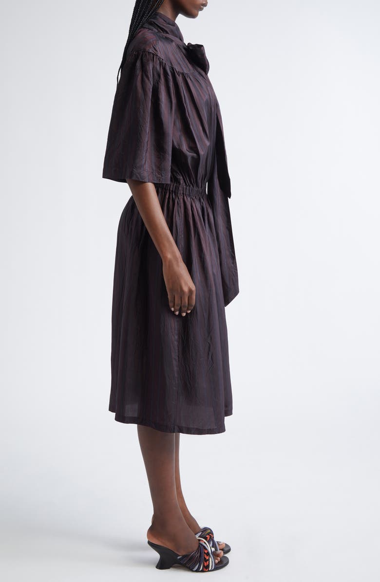 Dries Van Noten Daffino Stripe Midi Dress, Alternate, color, Burgundy