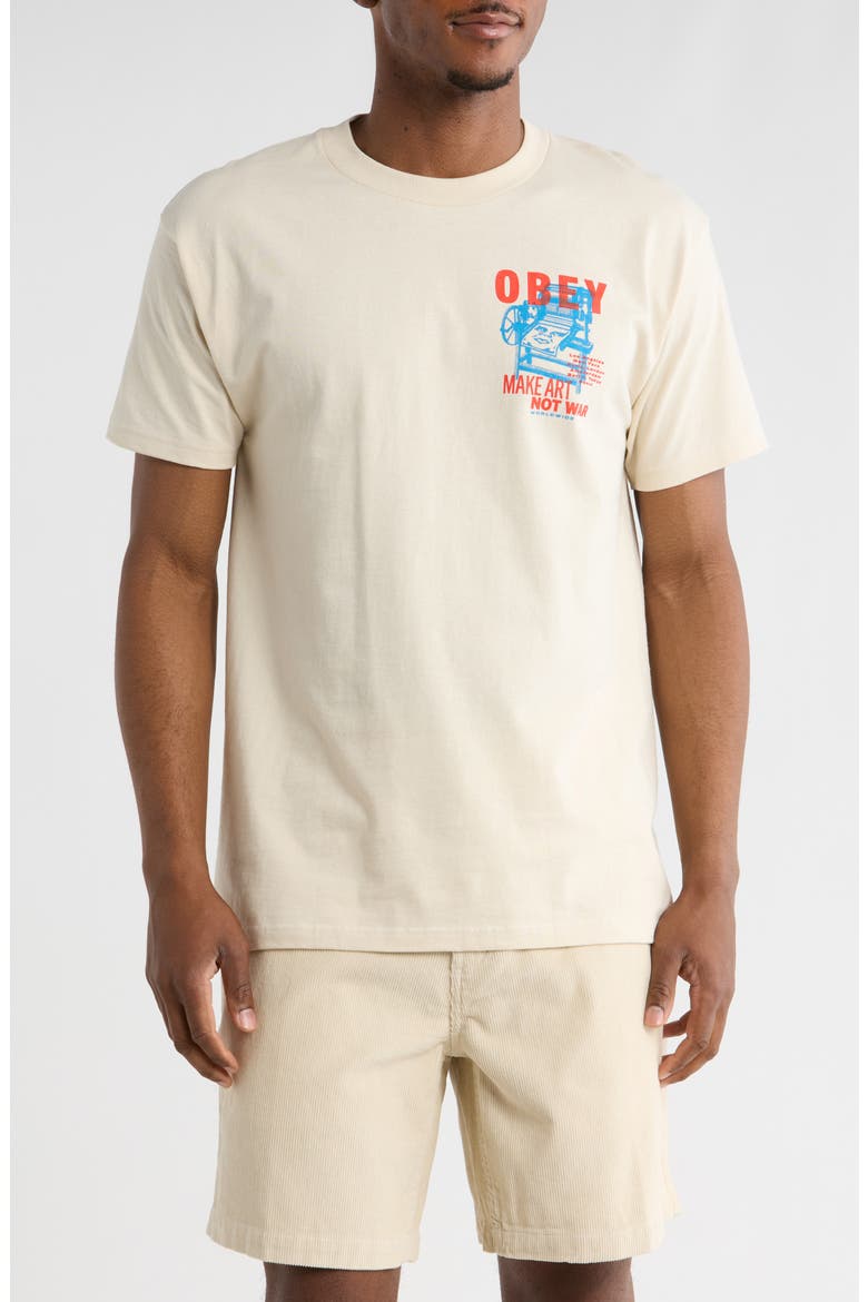 Printing Press Make Art Graphic T-Shirt, Main, color, CREAM