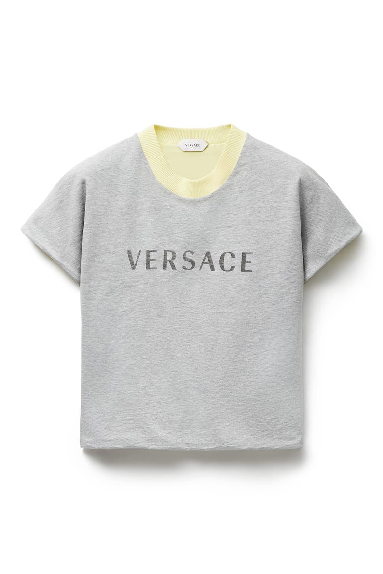 Reversible Logo Graphic T-Shirt, Alternate, color, GREY MELANGE YELLOW