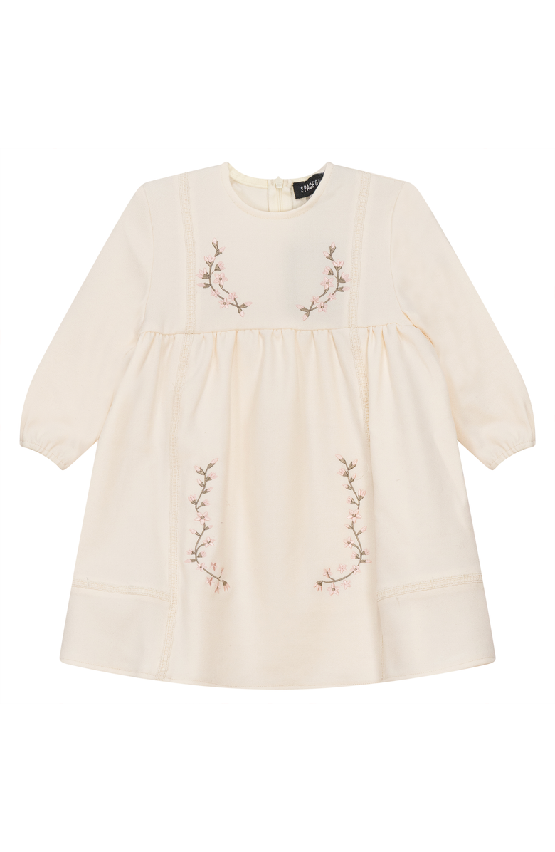 Space Grey Floral Embroidered 3/4 Sleeve Dress, Main, color, Cream