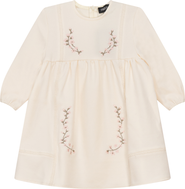 Space Grey Floral Embroidered 3/4 Sleeve Dress