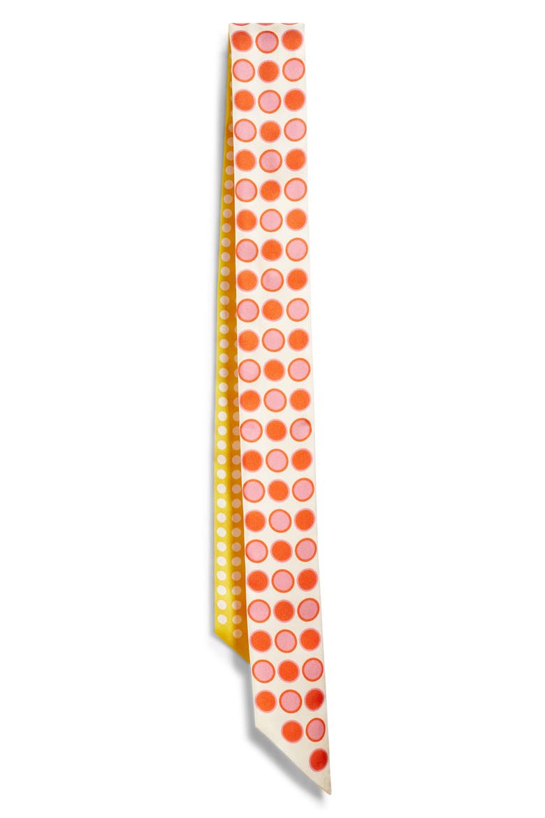 Spot & Dot Silk Satin Ribbon Scarf, Alternate, color, RED CLAY