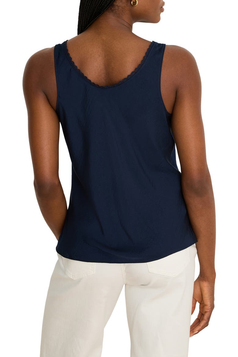 Lace Trim Satin Tank, Alternate, color, DARK INDIGO
