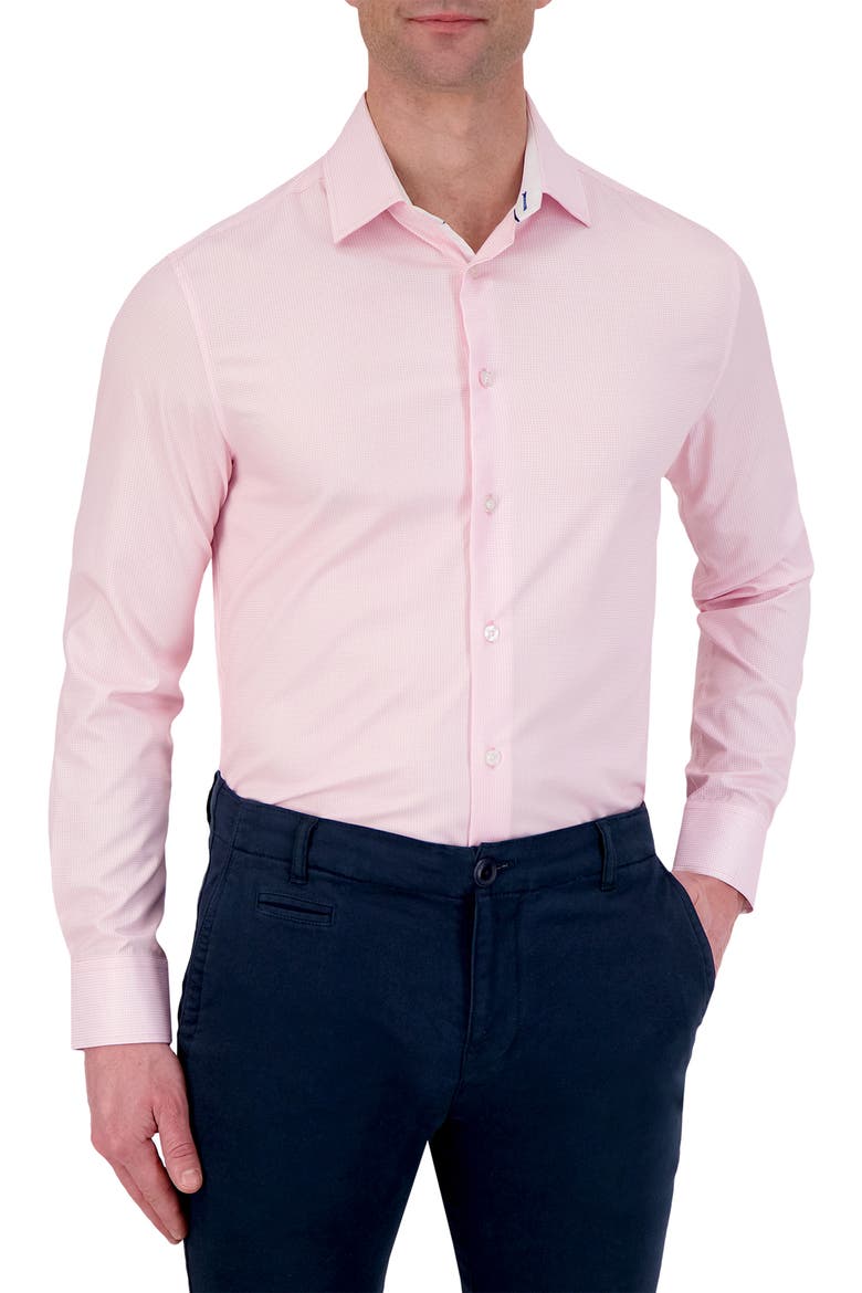 Slim Fit Geometric Print Performance Dress Shirt, Main, color, 24 PINK