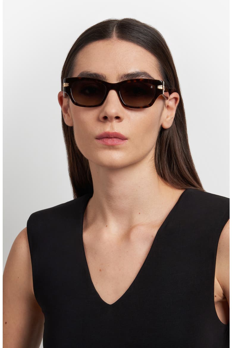 52mm Gradient Rectangular Sunglasses, Alternate, color, HAVANA
