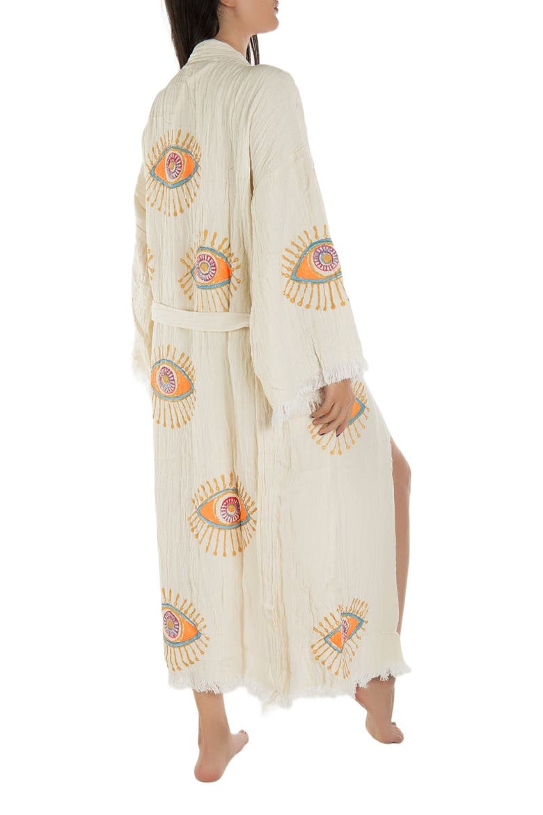Aria Evil Eye Handmade Cotton Robe Cover-Up, Alternate, color, White