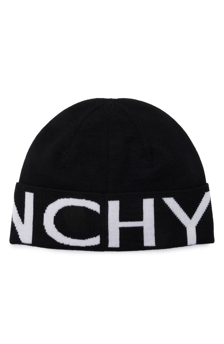 Givenchy Logo Wool Beanie, Alternate, color, Black White