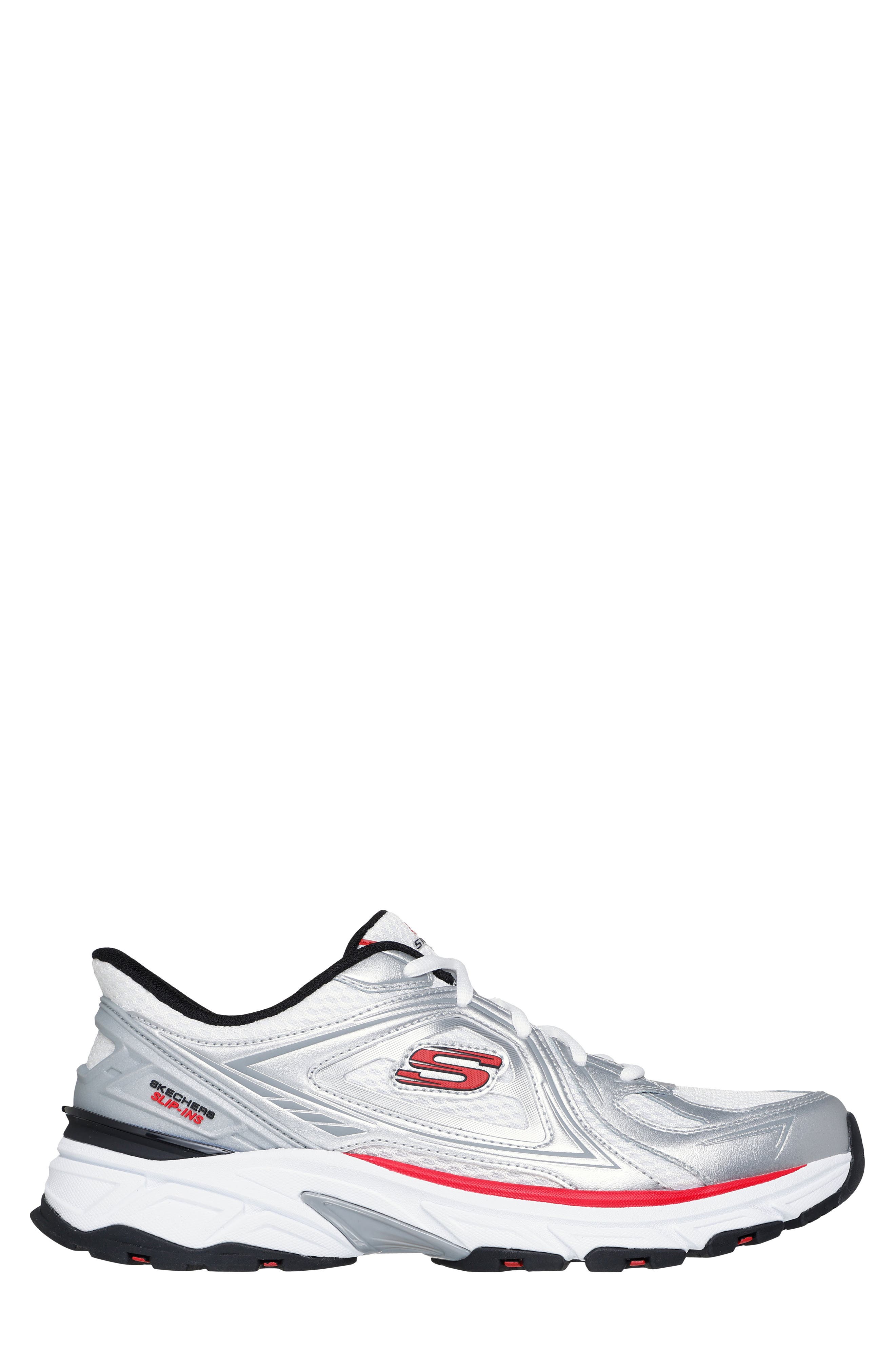 SKECHERS Stamina Slip-On Sneaker, Alternate, color, White/Silver/Red