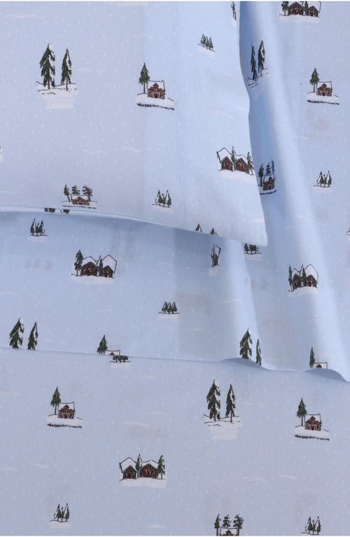 Azores Home Print Cotton Flannel Sheet Set In Blue