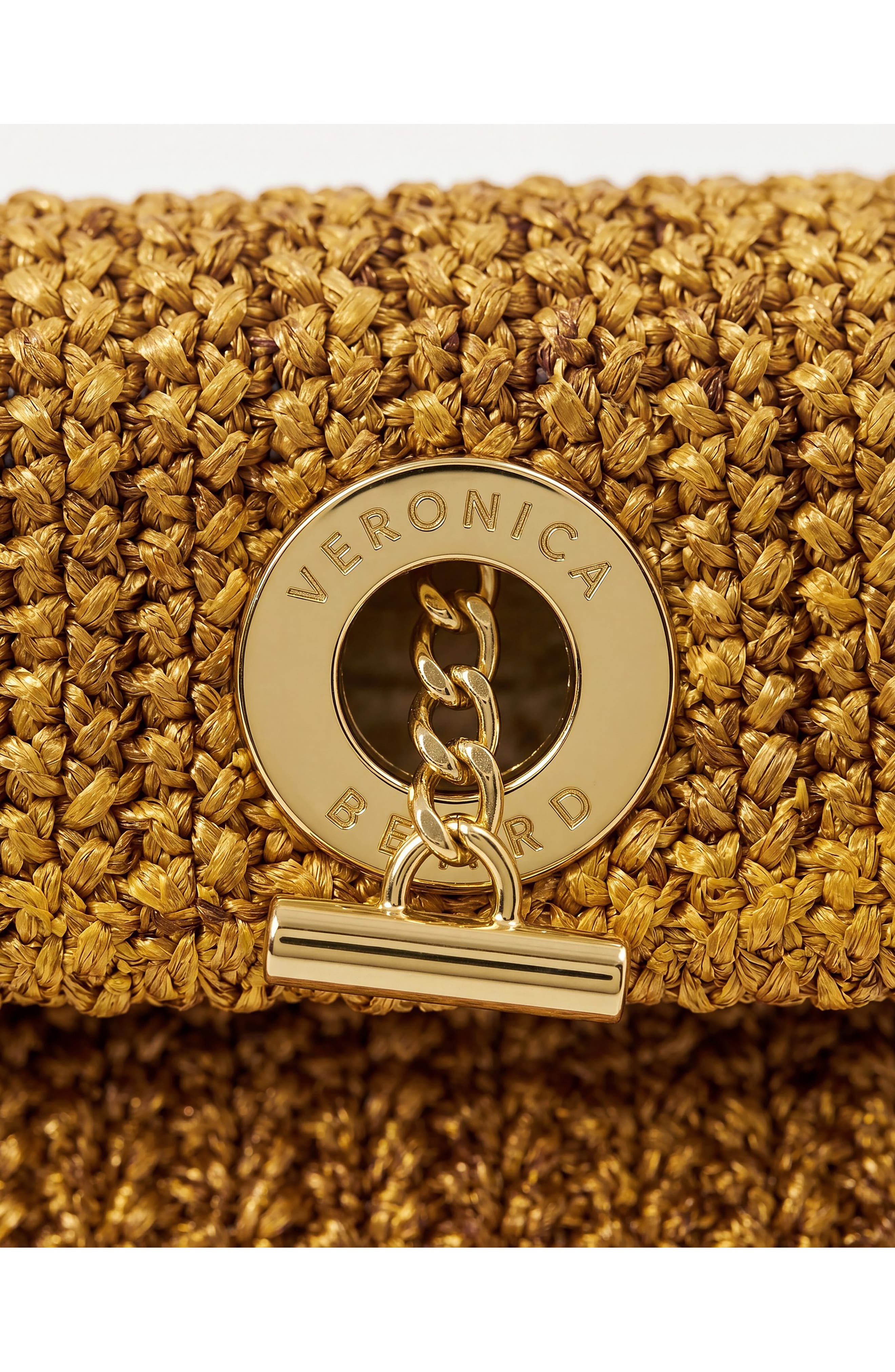 Veronica Beard Anchor Raffia Clutch, Alternate, color, Gold
