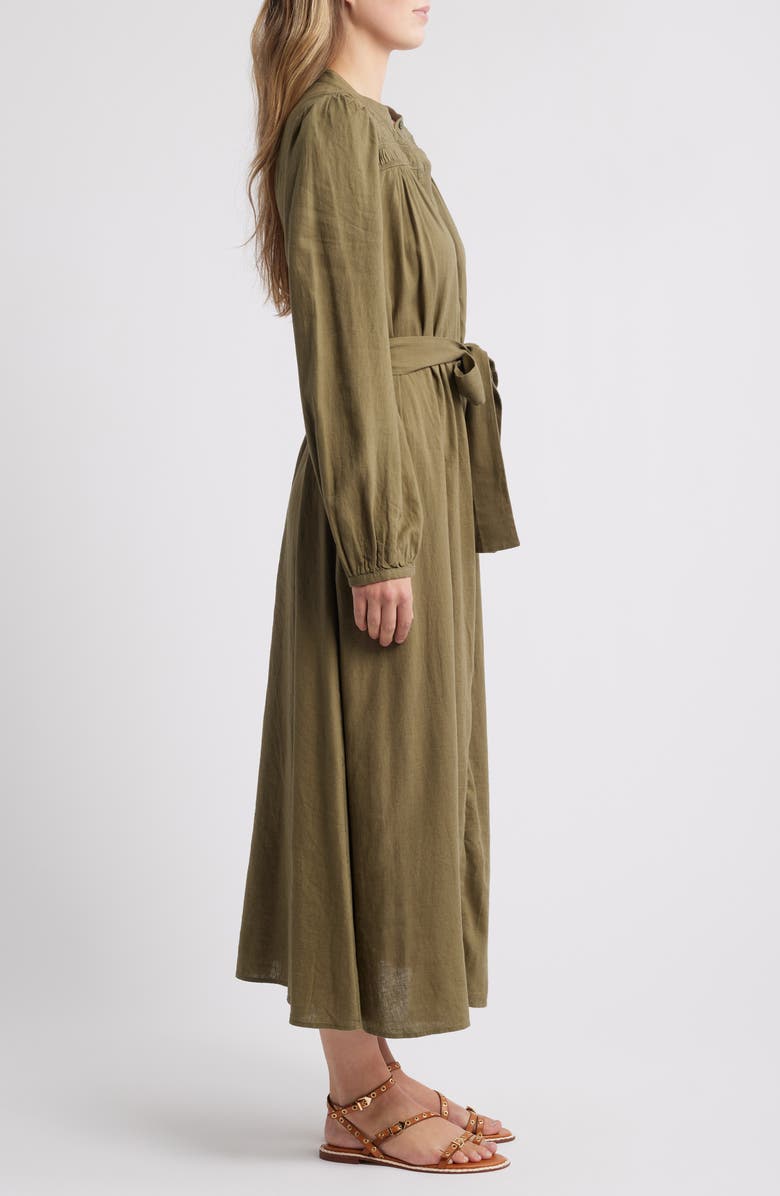 Caslon<sup>®</sup> Long Sleeve Belted Shirtdress, Alternate, color, Olive Burnt