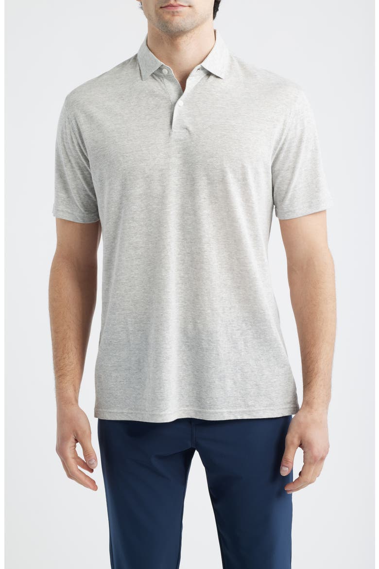 Sanibel Linen & Cotton Polo, Main, color, GALE GREY