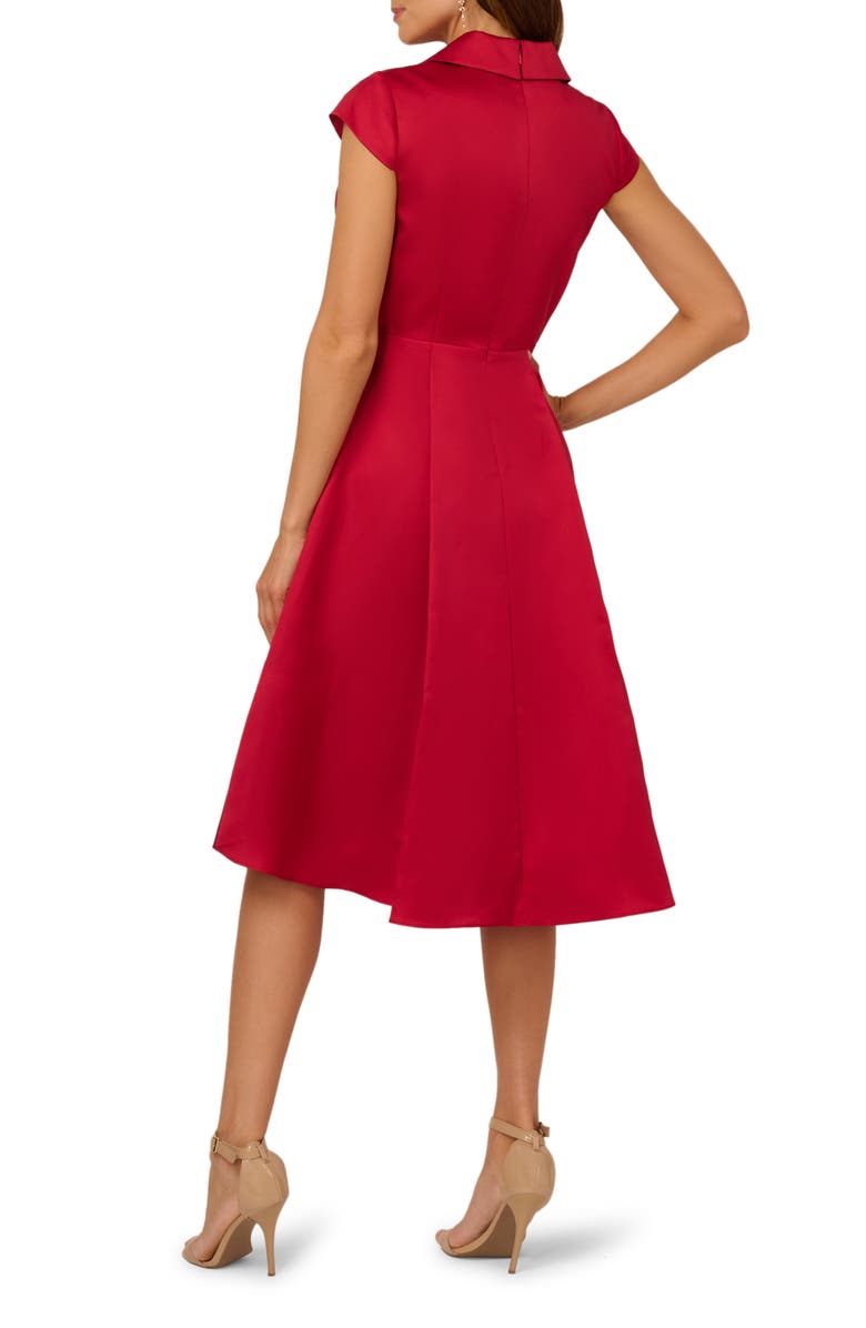 Adrianna Papell Box Pleat High-Low Mikado Dress, Alternate, color, Haute Red