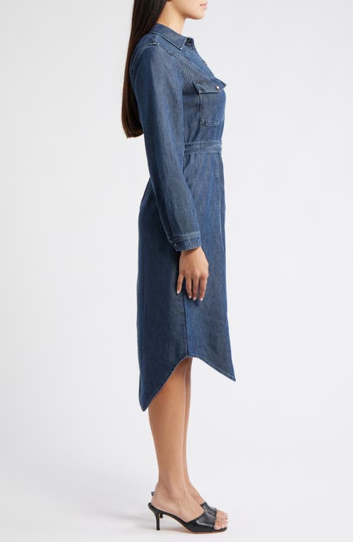 Cloth & Stone Long Sleeve Denim Belted Midi Shirtdress In Blue