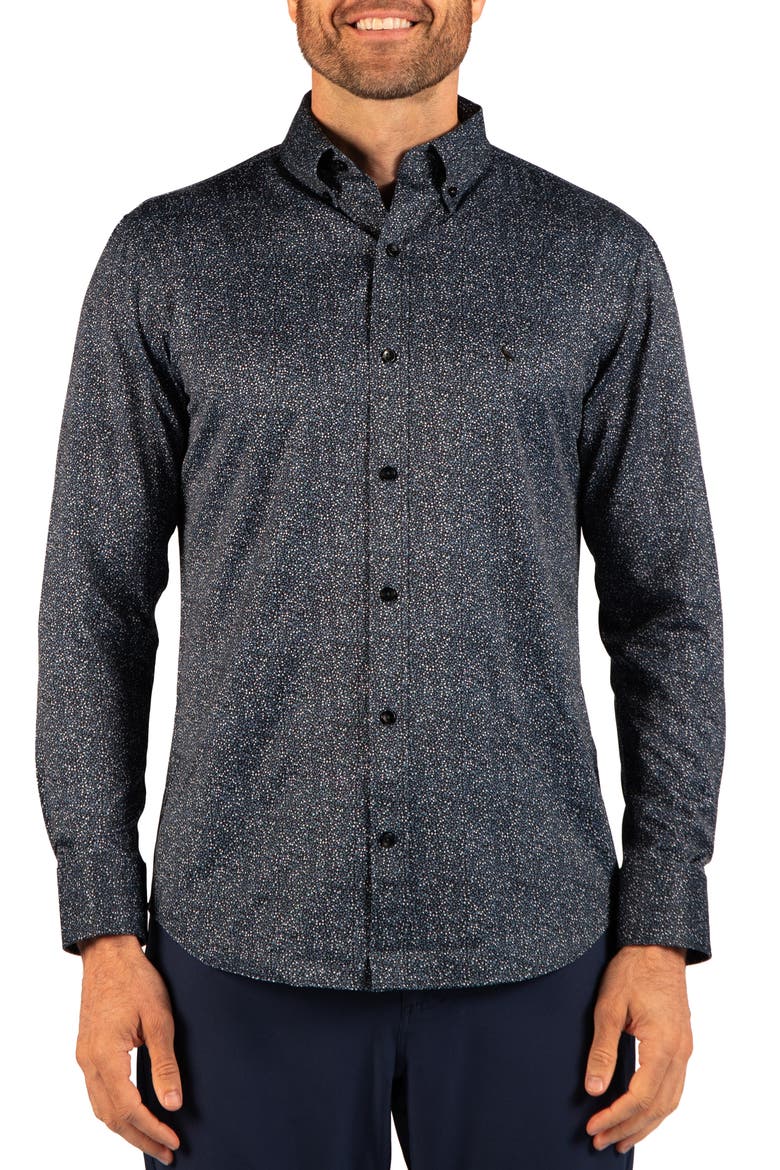 Floral Printed Performance Shirt, Main, color, BLUE FLORAL
