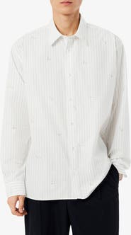 Lacoste Stripe Jacquard Print Button-Up Shirt