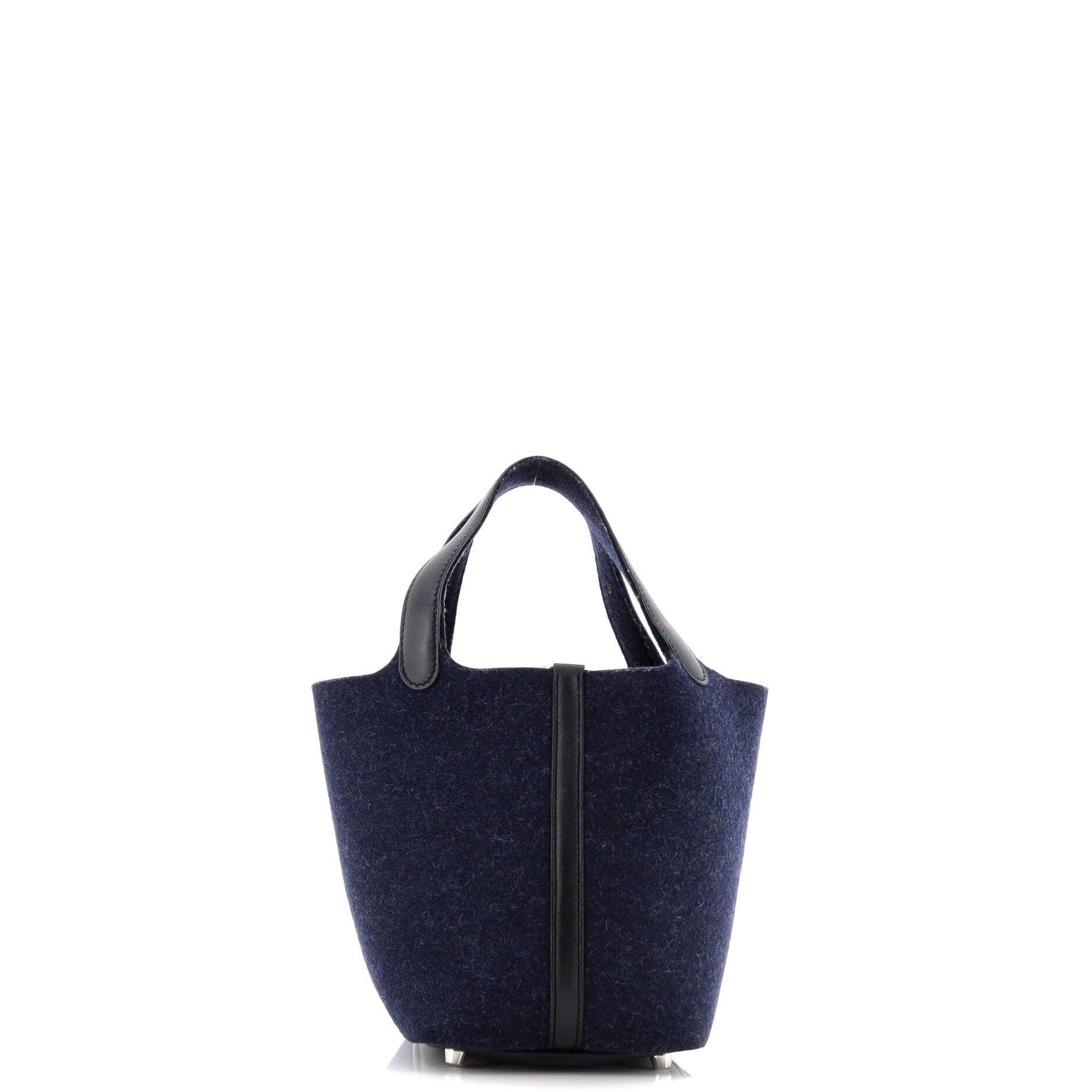 Pre-Owned Hermes Picotin Lock Bag Felt with Leather PM, Alternate, color, Bleu Nuit