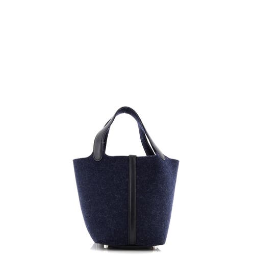 Pre-owned Hermes Hermes Picotin Lock Bag Felt With Leather Pm In Blue