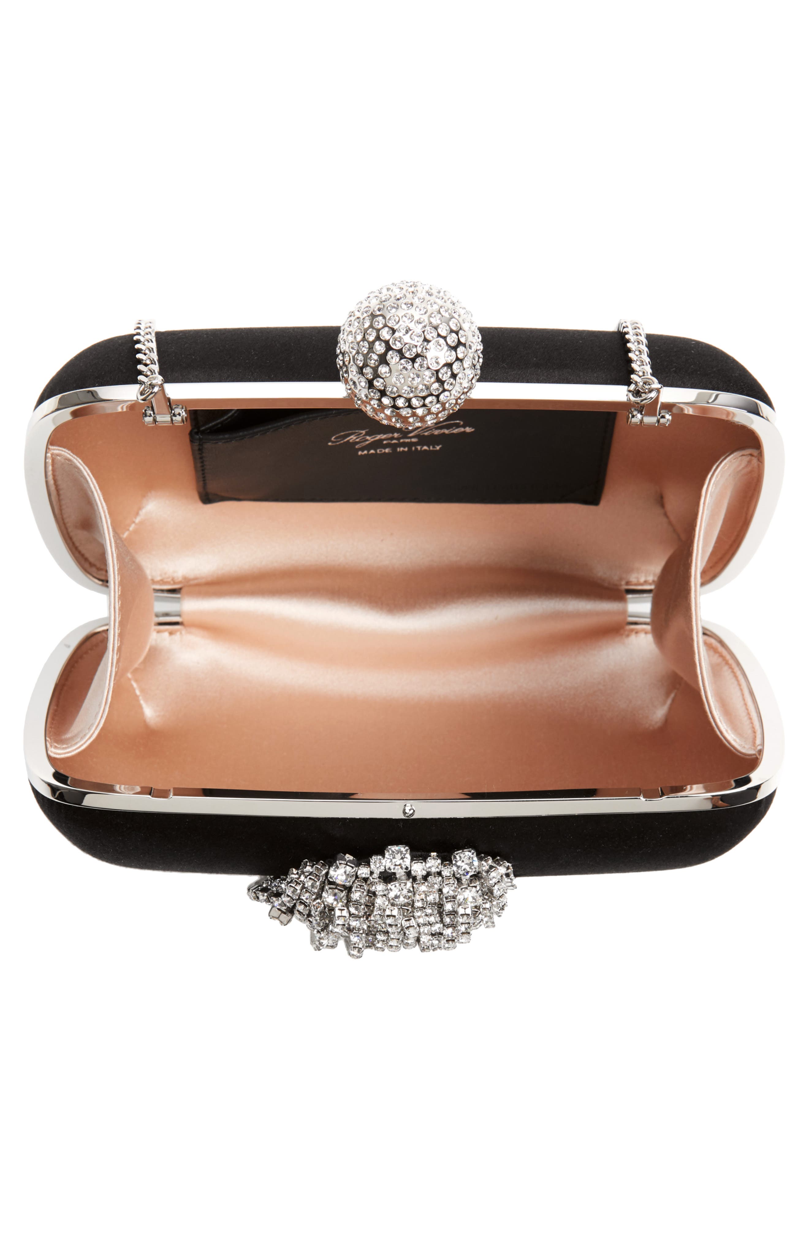 Roger Vivier Marlene Crystal Fringe Box Clutch, Alternate, color, 