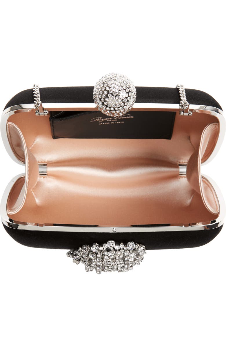 Roger Vivier Marlene Crystal Fringe Box Clutch, Alternate, color,